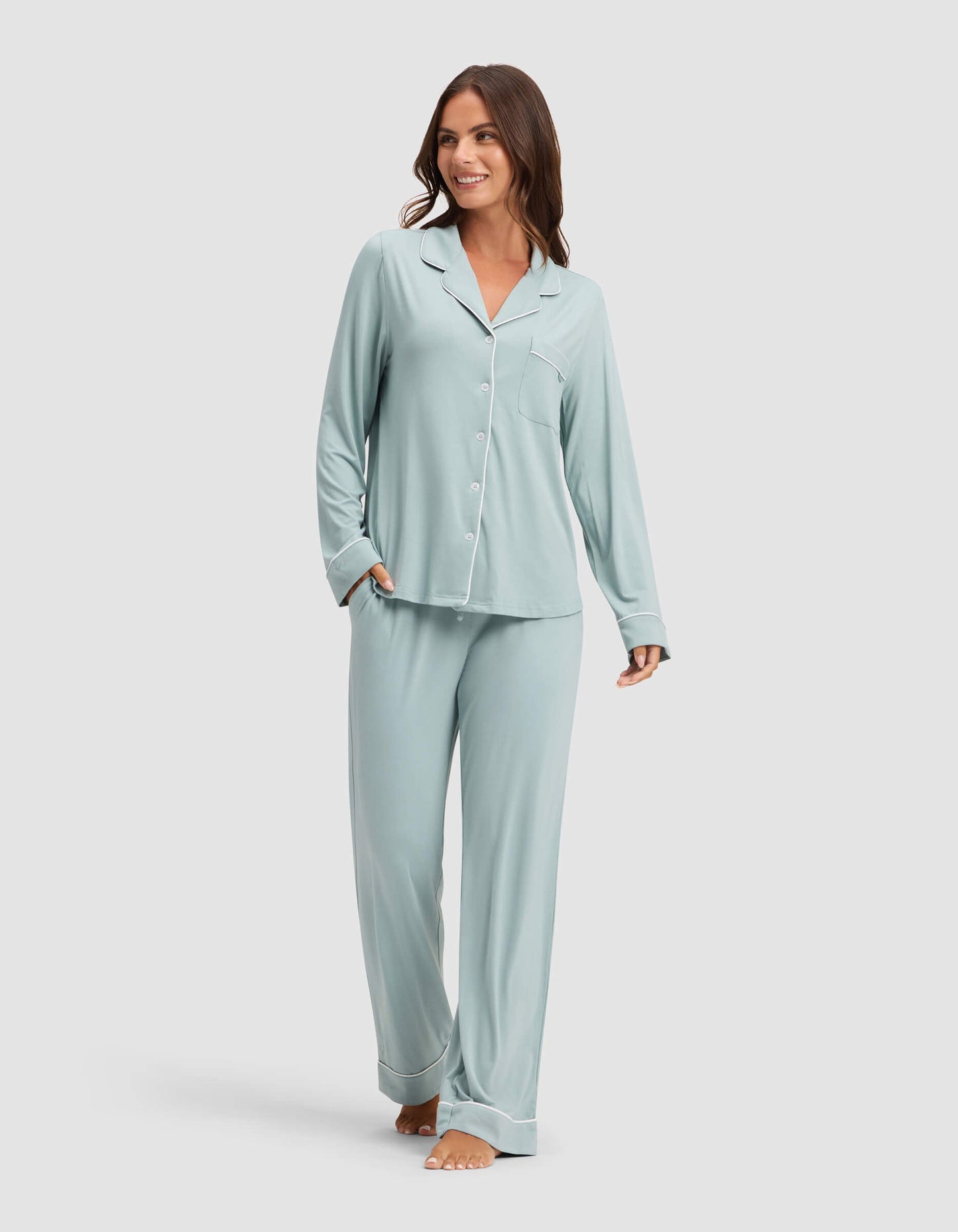 Women's Bamboo Stretch-Knit Long Sleeve Pajama Set