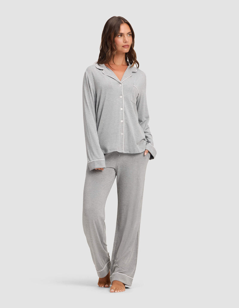 Women's Bamboo Stretch-Knit Long Sleeve Pajama Set - Petite