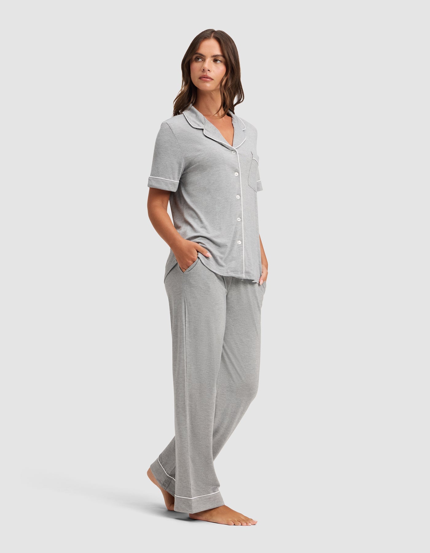 Women's Bamboo Stretch-Knit Short Sleeve & Pant Pajama Set