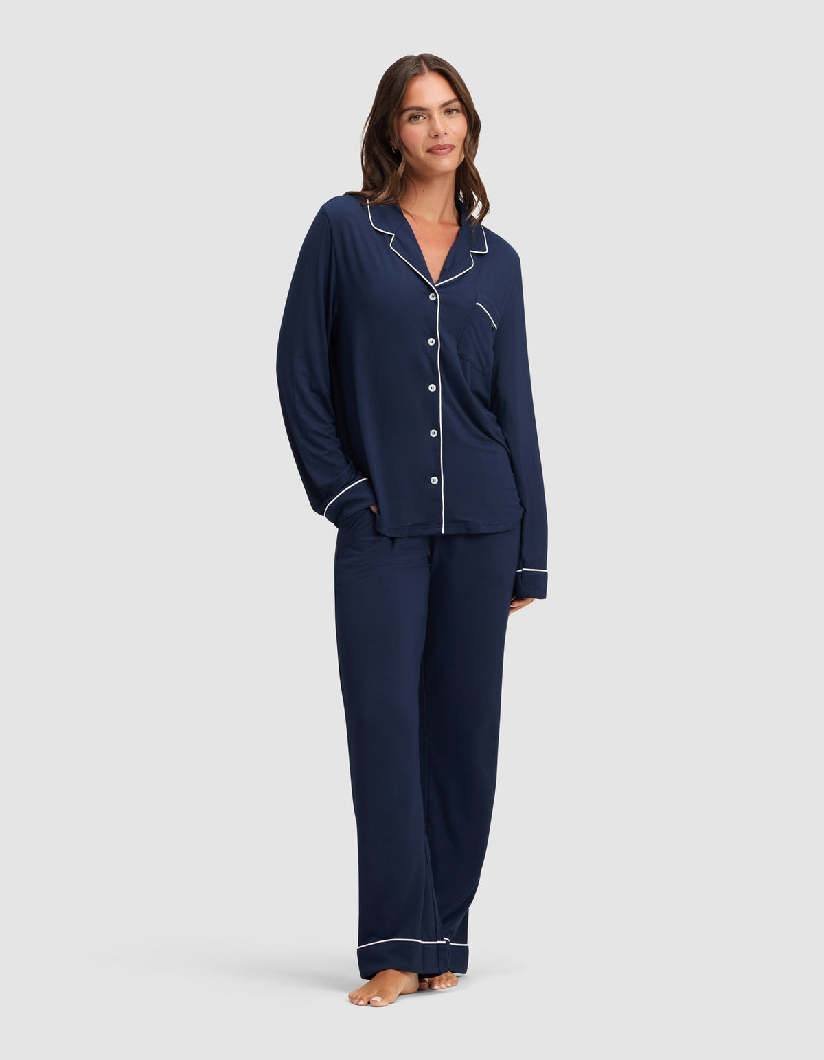 Women's Bamboo Stretch-Knit Long Sleeve Pajama Set - Petite