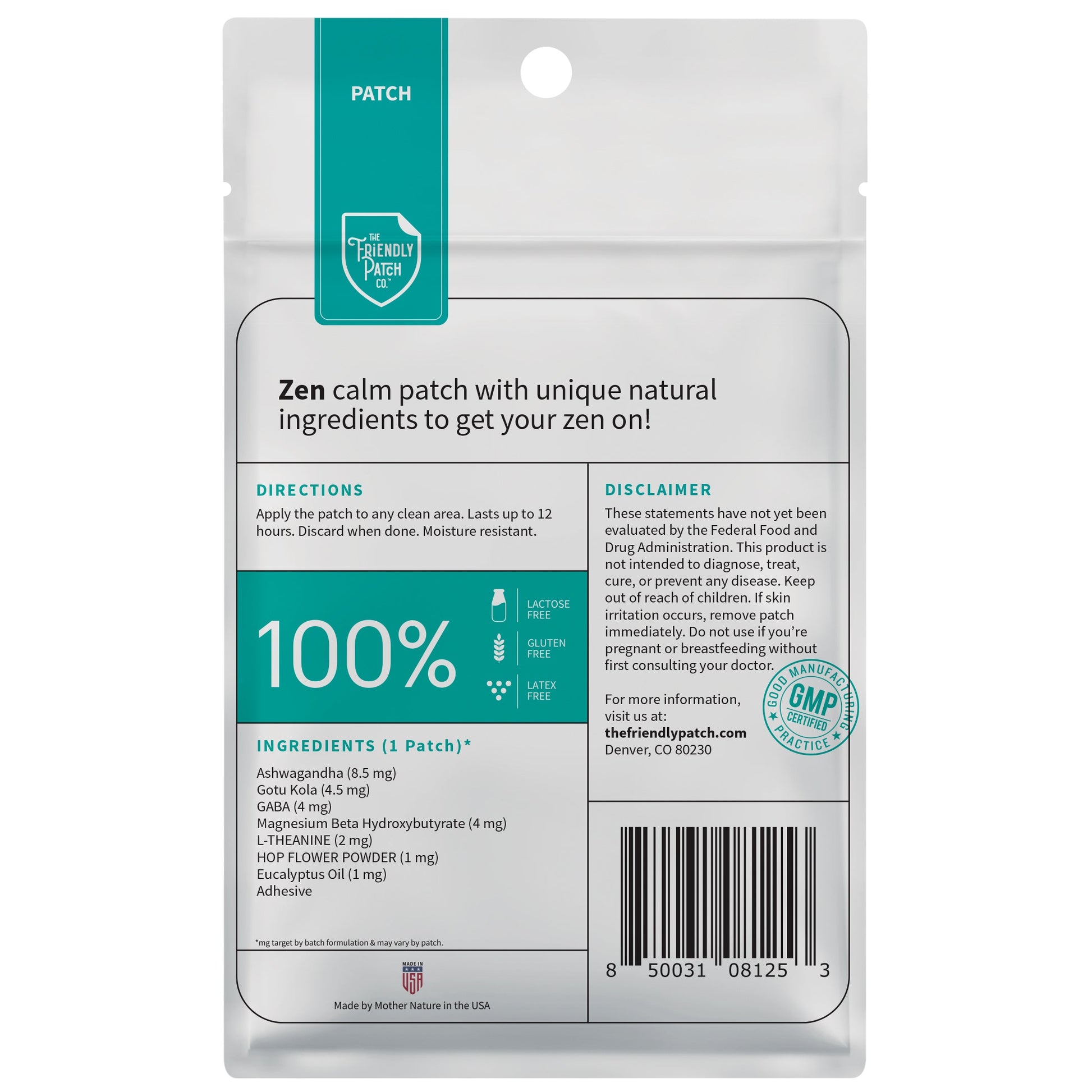 Zen - Relax & Let Go travel patches 8 pack