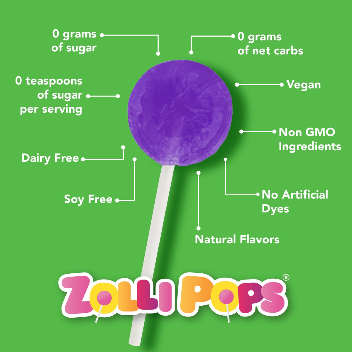 Zolli® 7 Flavor Pack of Zero Sugar Zollipops 7 Bags, by Zolli Candy