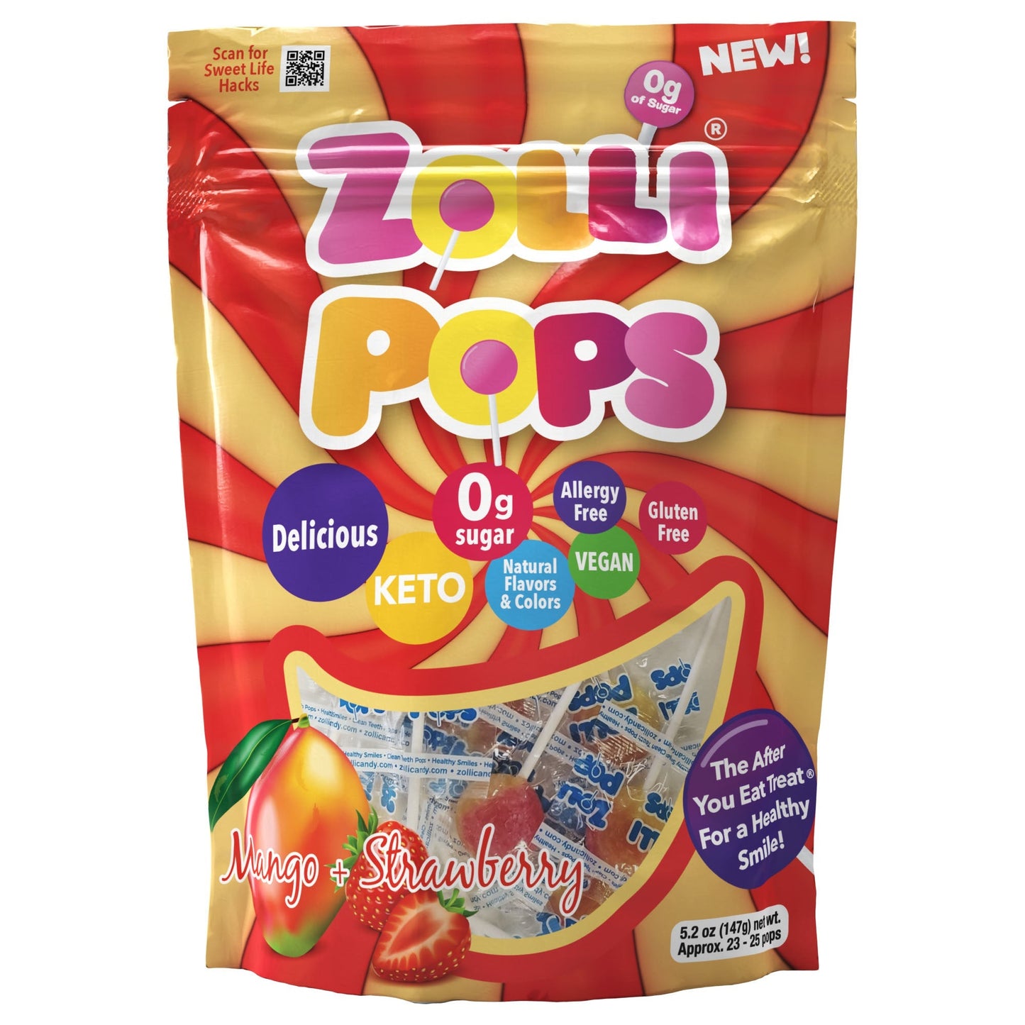 Zollipops 115-ct Sugar-Free Fruit-Swirls in 5 Flavors, by Zolli Candy