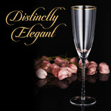 Berkware Twisted Stem Champagne Glass with Gold tone Rim, Set of 2