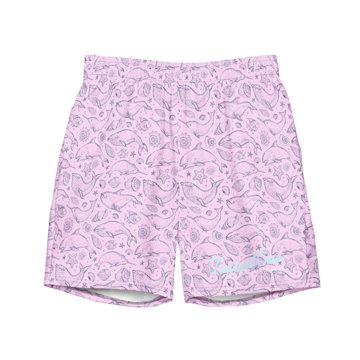 Men's Eco Pink Whale Pod Swim Trunks