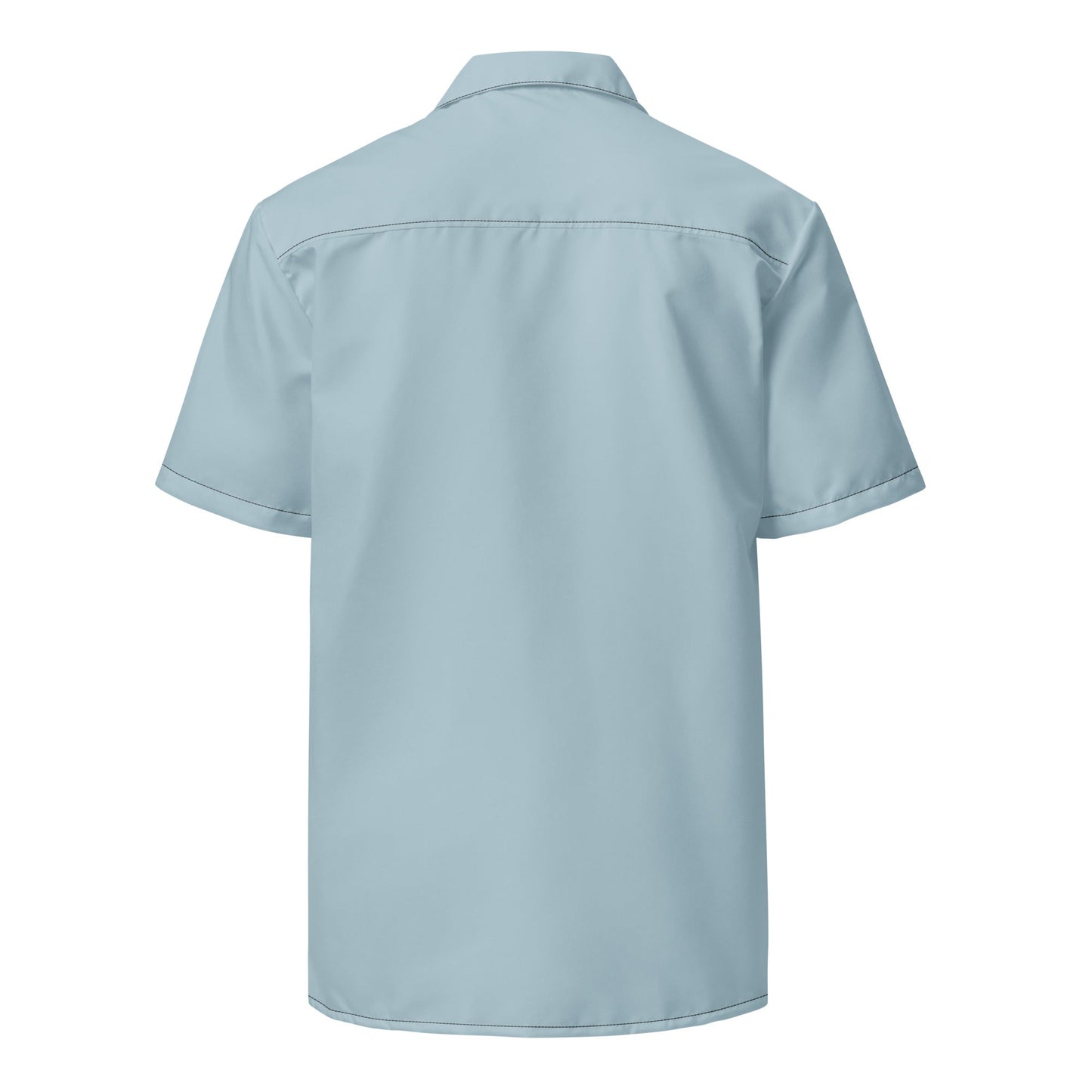 Stylish Recycled Polyester Camp Shirt | Solid Shark Skin Blue | Gift for Him | Removes 2 Pounds of Ocean Plastic