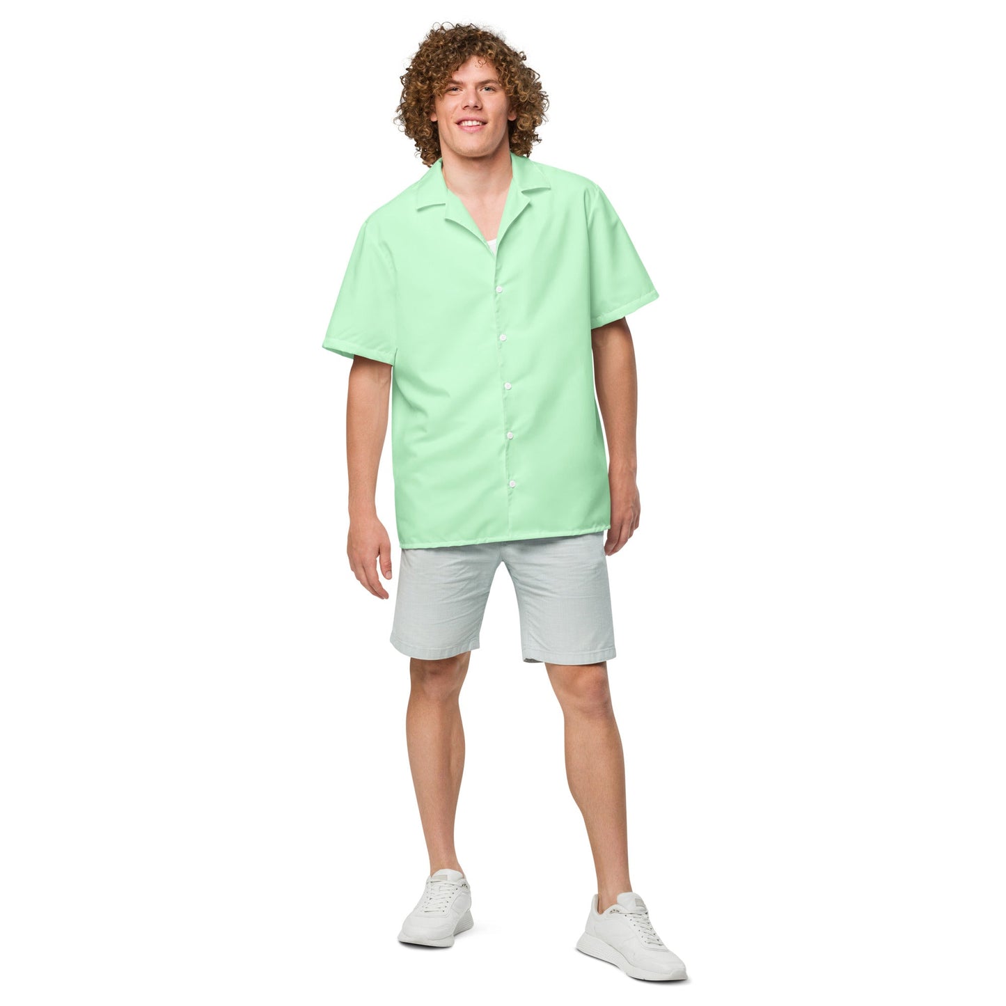 Stylish Mint Green Performance Camp Shirt | Recycled Polyester, Gift for Him, Pulls 2 Pounds of Ocean Plastic