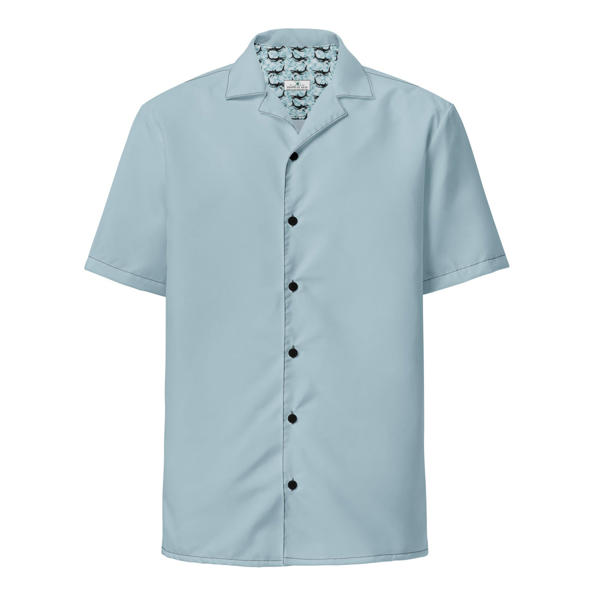 Stylish Recycled Polyester Camp Shirt | Solid Shark Skin Blue | Gift for Him | Removes 2 Pounds of Ocean Plastic