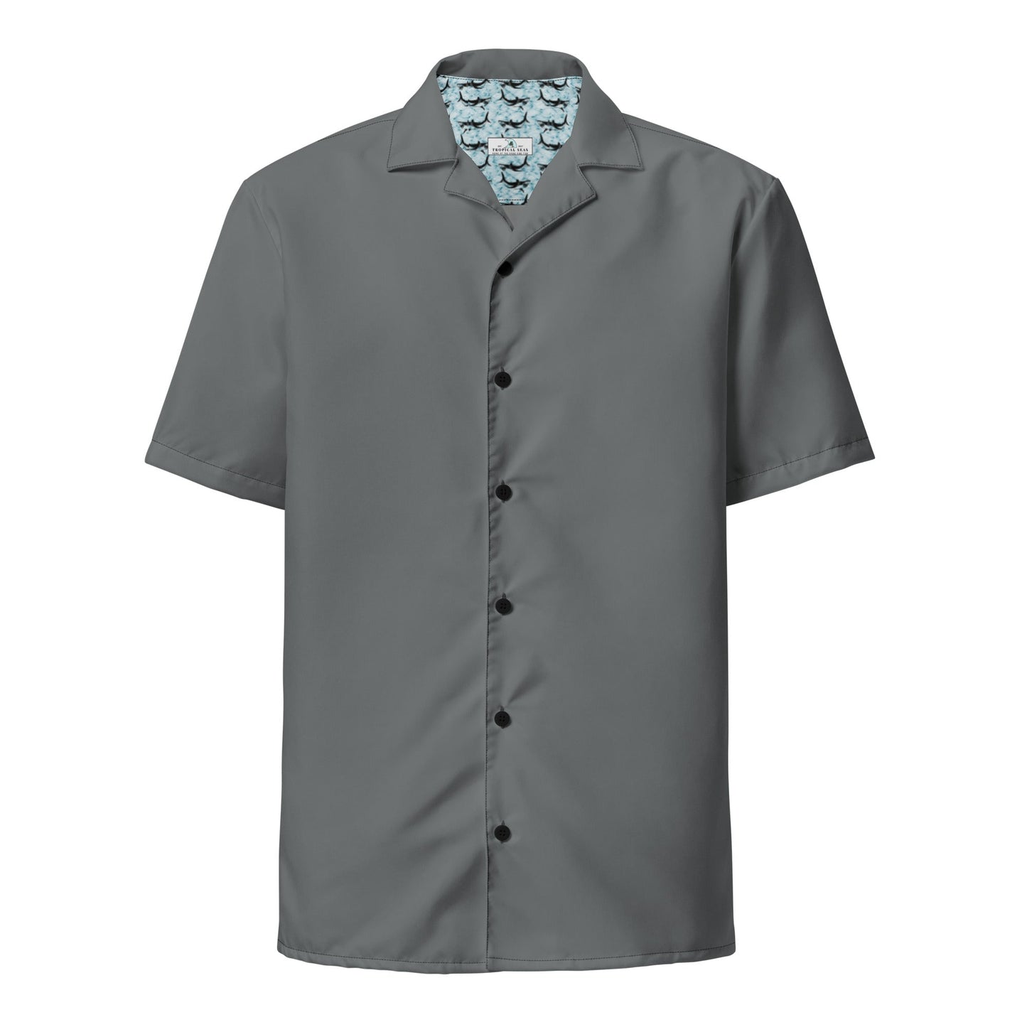 Stylish Recycled Polyester Camp Shirt in Shadow Grey | Eco-Friendly, Gift for Him, Resort Wear, Removes 2 lbs of Ocean Plastic