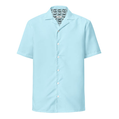 Stylish Recycled Polyester Bahama Water Blue Button Down Camp Shirt | Eco-Friendly | Gift for Him | Resort Wear