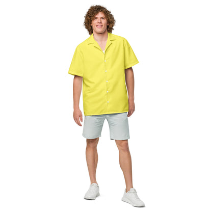 Stylish Recycled Polyester Banana Yellow Button Down Camp Shirt | Eco-Friendly | Gift for Him | Resort Wear