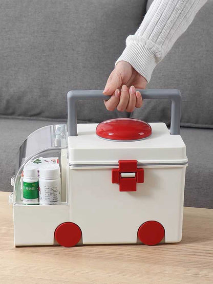 Ambulance Family First Aid Kit - Cute Medicine Lock Storage Box Organizer