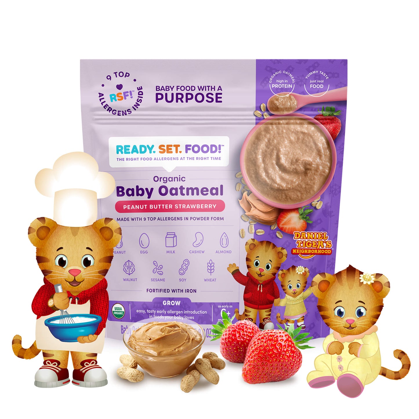 Organic Baby Oatmeal - Daniel Tiger Peanut Butter Strawberry