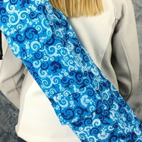 Yoga Mat Bag in Blue Floral Scroll Print by Made for Freedom