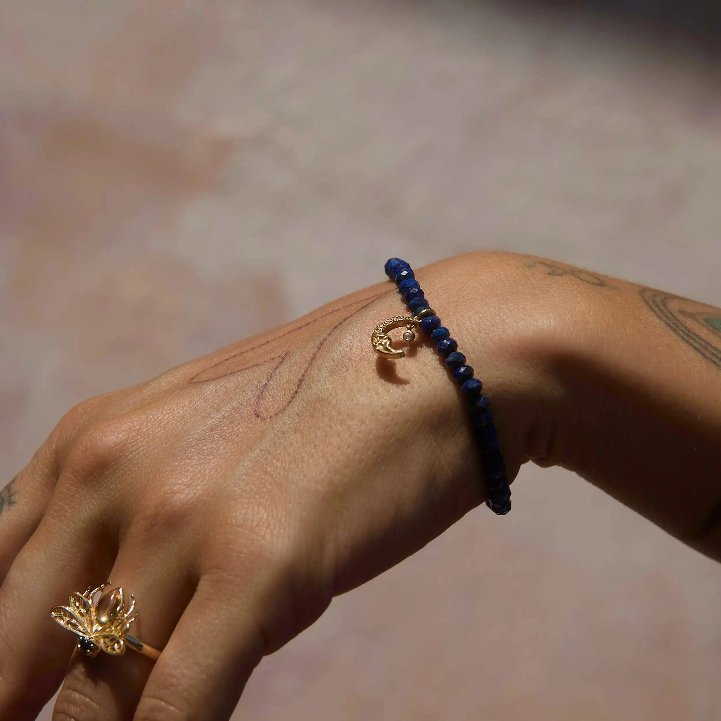 Moon Wave Lapis Beaded Bracelet