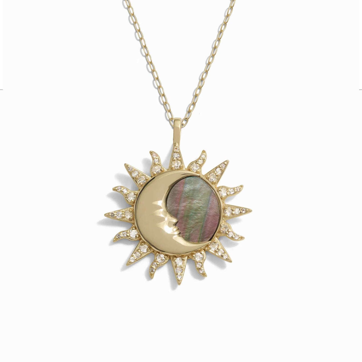 Sun & Moon Black Mother of Pearl Necklace