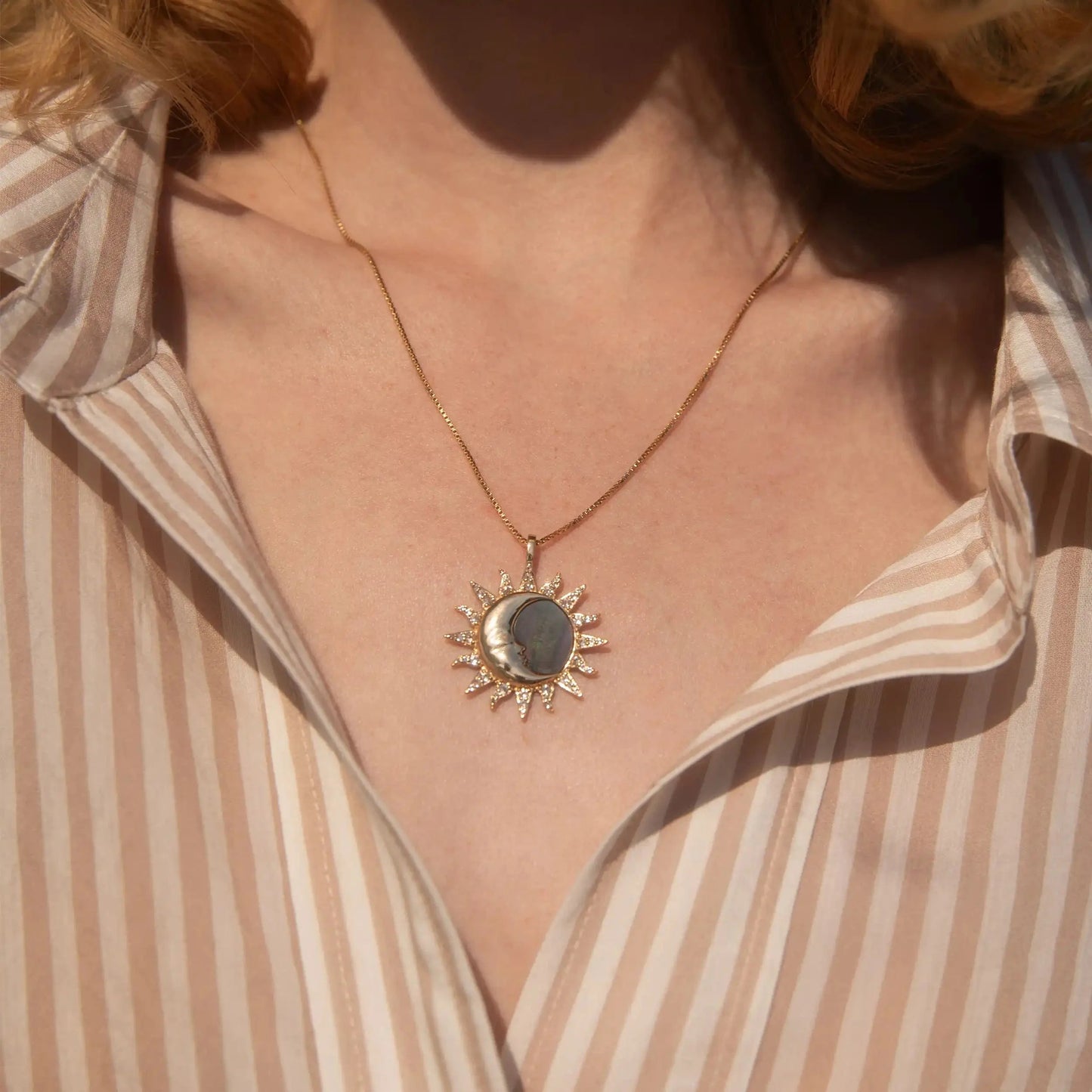 Sun & Moon Black Mother of Pearl Necklace