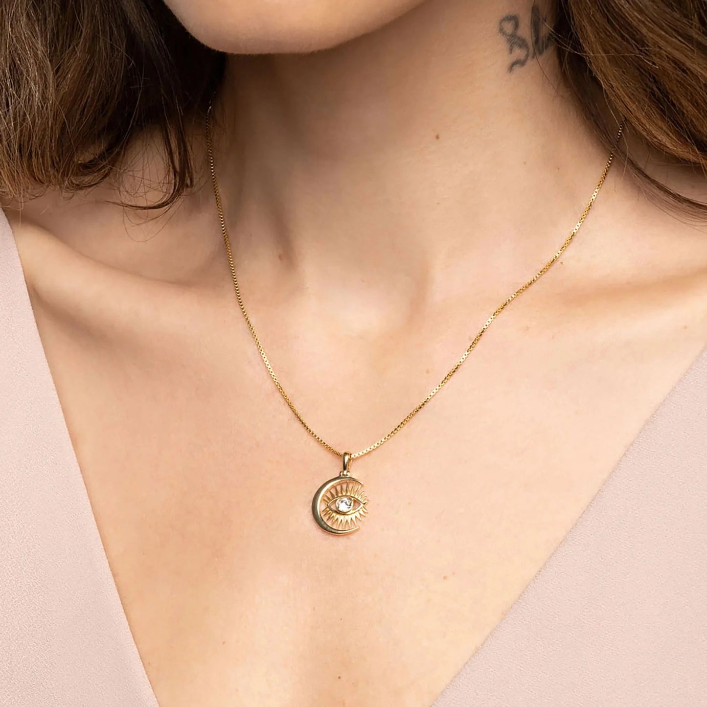 Watchful Moon Eye Necklace