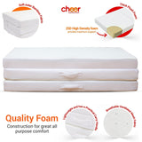 Cheer Collection 4" Folding Mattress, Tri-Fold Floor Mat for Compact Storage with Soft Bamboo Washable Cover- Foldable Sleeping Pad and Floor Mattress