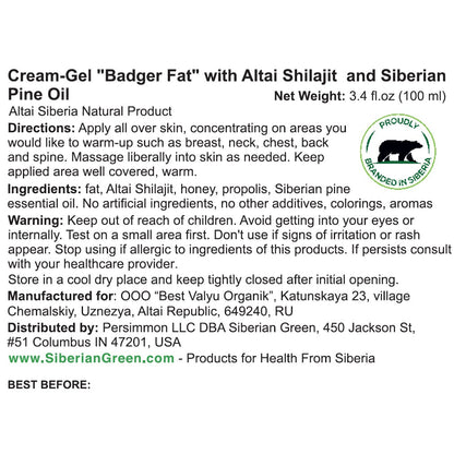 Cream-Gel “Badger Fat” with Altai Shilajit and Siberian Pine Oil 100ml