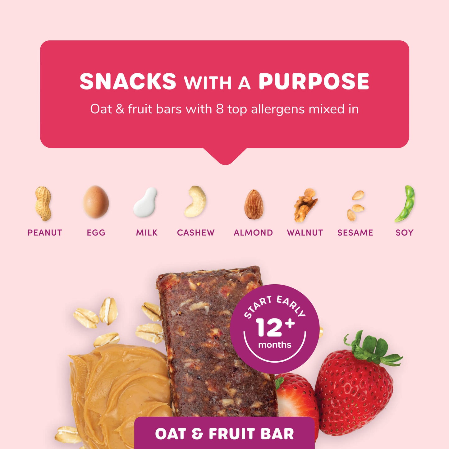 Organic Oat & Fruit Bars - Peanut Butter Strawberry