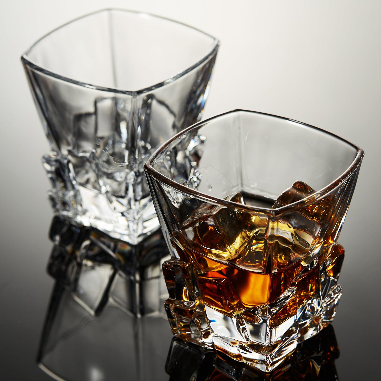 Berkware Lowball Whiskey Glasses - Modern Square Top Design