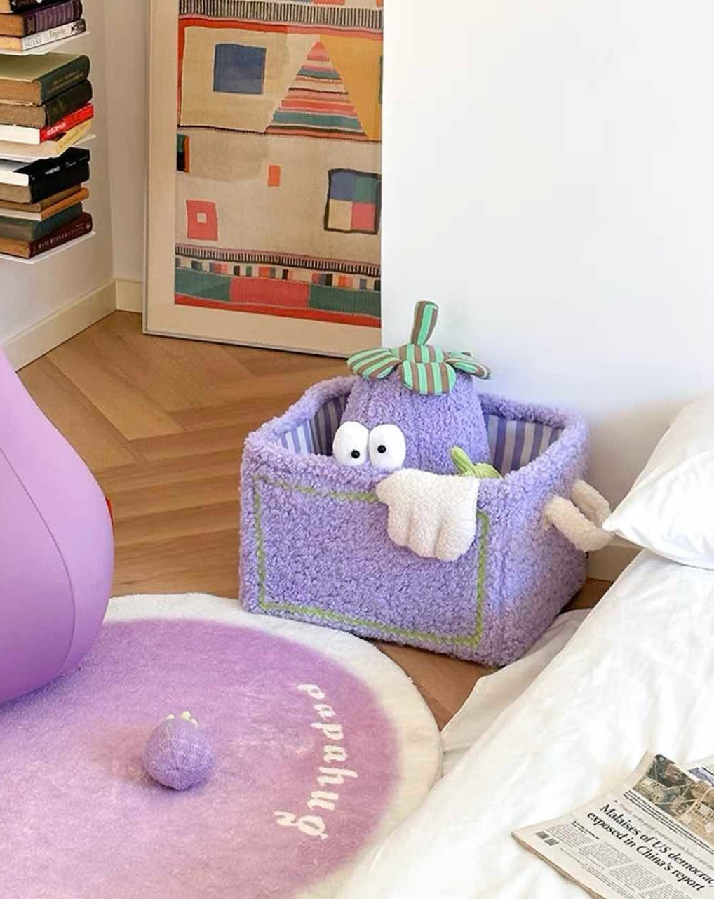 Whimsical Eclectic Big Eyes Plush Cute Laundry Storage Baskets - Laundry Bag for Kids Children