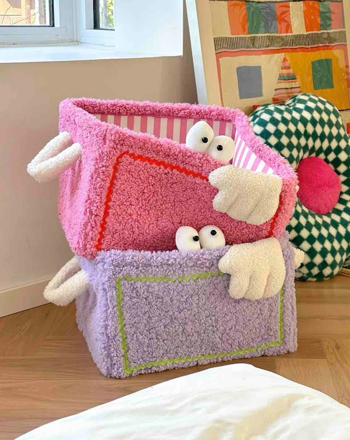 Whimsical Eclectic Big Eyes Plush Cute Laundry Storage Baskets - Laundry Bag for Kids Children