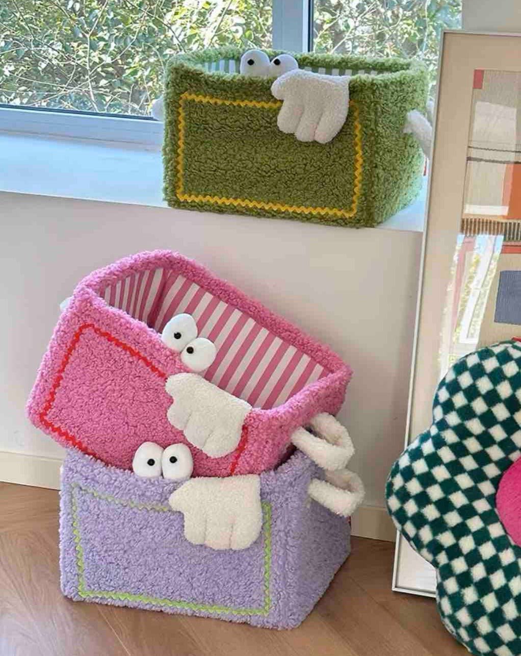 Whimsical Eclectic Big Eyes Plush Cute Laundry Storage Baskets - Laundry Bag for Kids Children