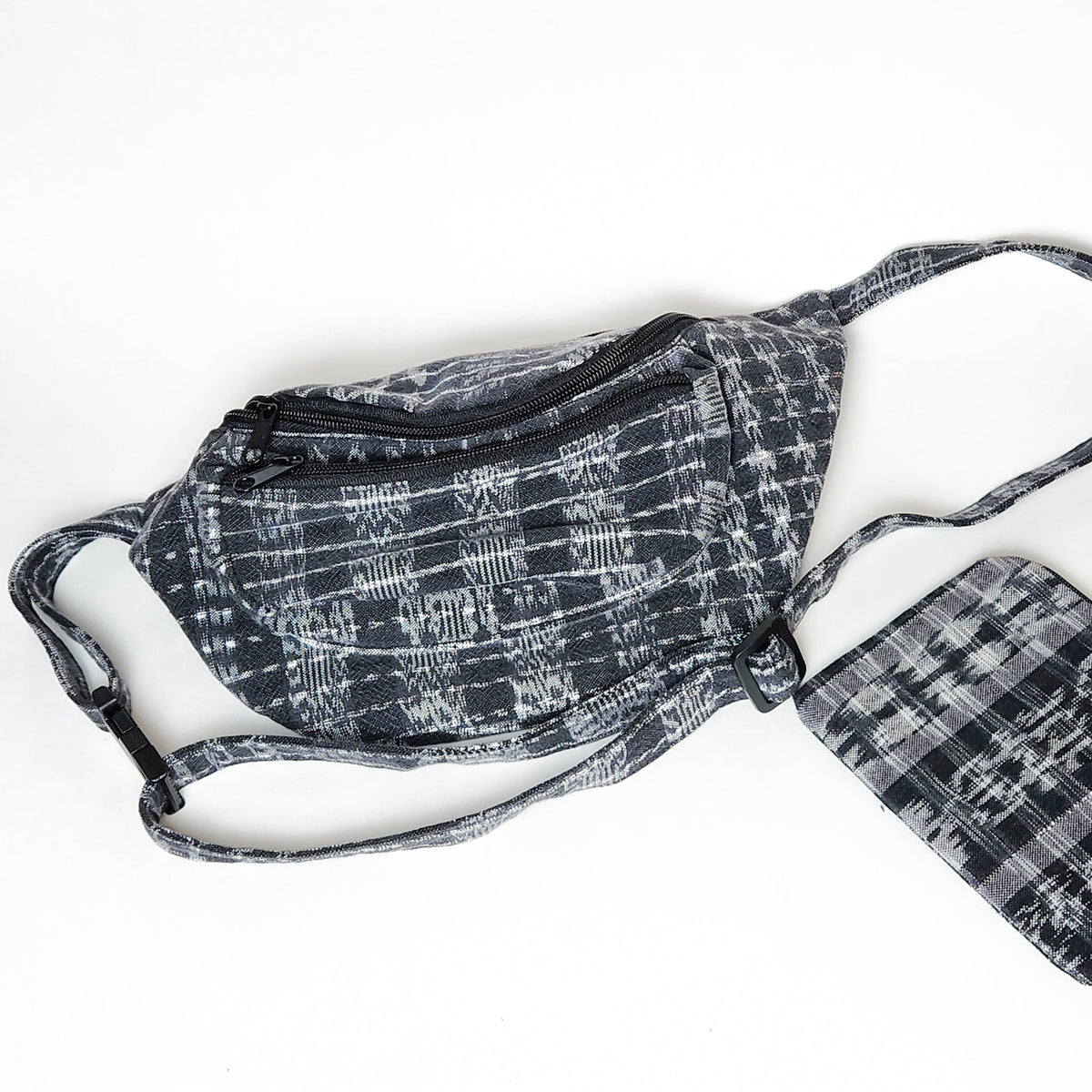 Black Ikat Fanny Pack by Upavim Crafts