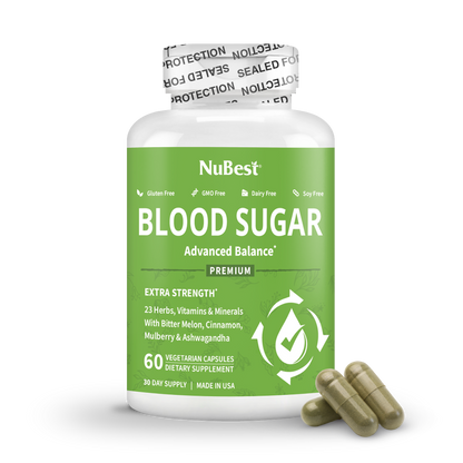 Blood Sugar Supplement, Advanced Formula For Energy Balance, Immunity & Overall Health, 60 Vegan Capsules by NuBest Nutrition®