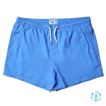 Blue Solid Green Pocket - 3.5" Swim Trunks by Bermies