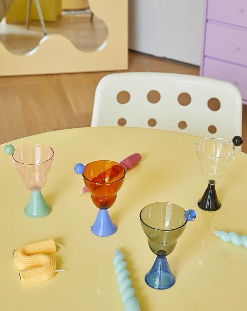 Hand Blown Bonbon Martini Glasses - Unique Whimsical Eclectic Coloured Cocktail Glasses