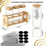 Berkware Glass Mini Storage Jars with Bamboo Lids and Display Stand - For Coffee, Sugar, Candy etc.