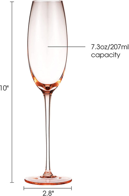 Berkware Luxurious and Elegant Sparkling Colored Glassware - Champagne Flutes - Set of 4