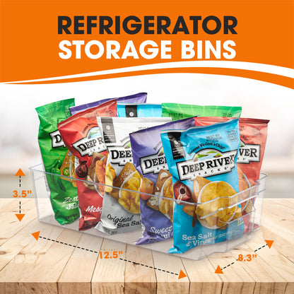 Cheer Collection Clear Refrigerator Organizer Bins - Free from BisPhenol A Transparent Storage Bins for Pantry