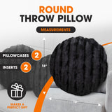 Cheer Collection 18" Ultra Soft Round Throw Pillows for Couch, Room Decor Aesthetic with Inserts - Ultra Soft Set of 2