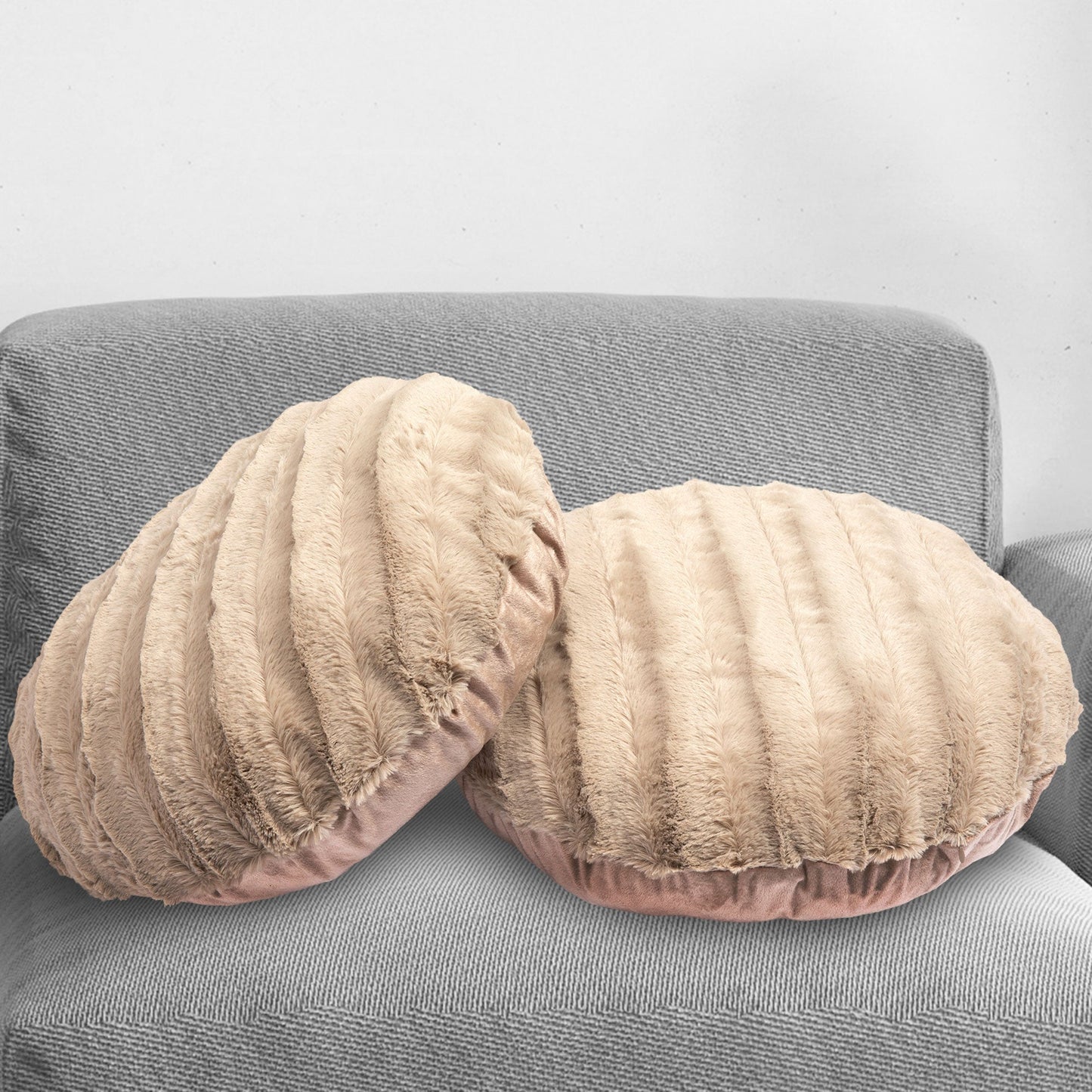 Cheer Collection 18" Ultra Soft Round Throw Pillows for Couch, Room Decor Aesthetic with Inserts - Ultra Soft Set of 2