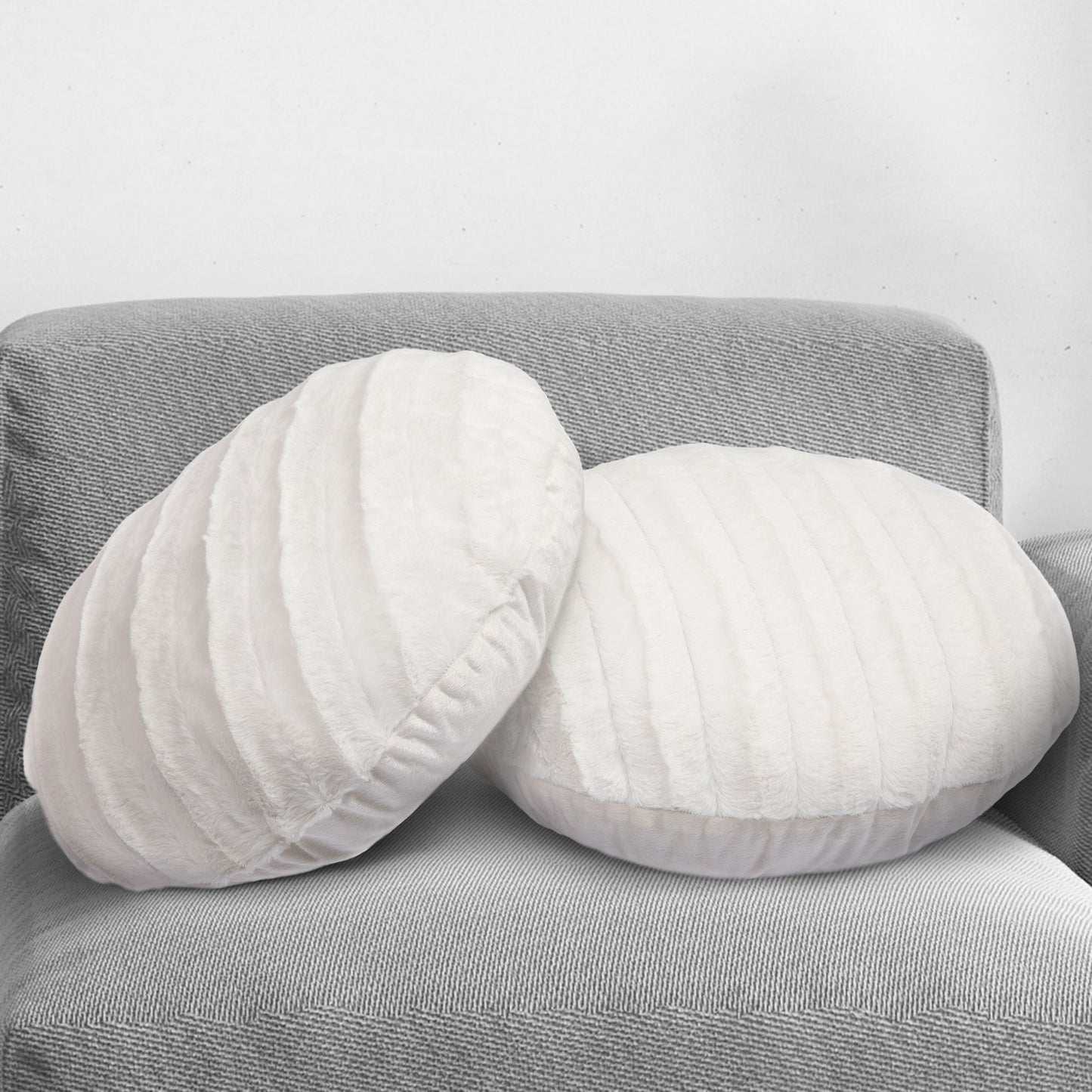 Cheer Collection 18" Ultra Soft Round Throw Pillows for Couch, Room Decor Aesthetic with Inserts - Ultra Soft Set of 2