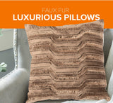 Cheer Collection Decorative Faux Fur Throw Pillow with Inserts – Luxuriously Soft Bamboo Design Accent Pillows – 18” x 18” - Set of 2
