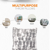 Cheer Collection Decorative Faux Fur Throw Pillow with Inserts – Luxuriously Soft Bamboo Design Accent Pillows – 18” x 18” - Set of 2