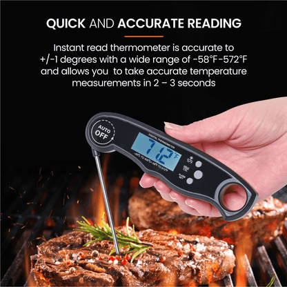 Cheer Collection Digital Meat Thermometer, Instant Read Food Thermometer with Backlight LCD Screen, Foldable Cooking Thermometer for BBQ and Kitchen