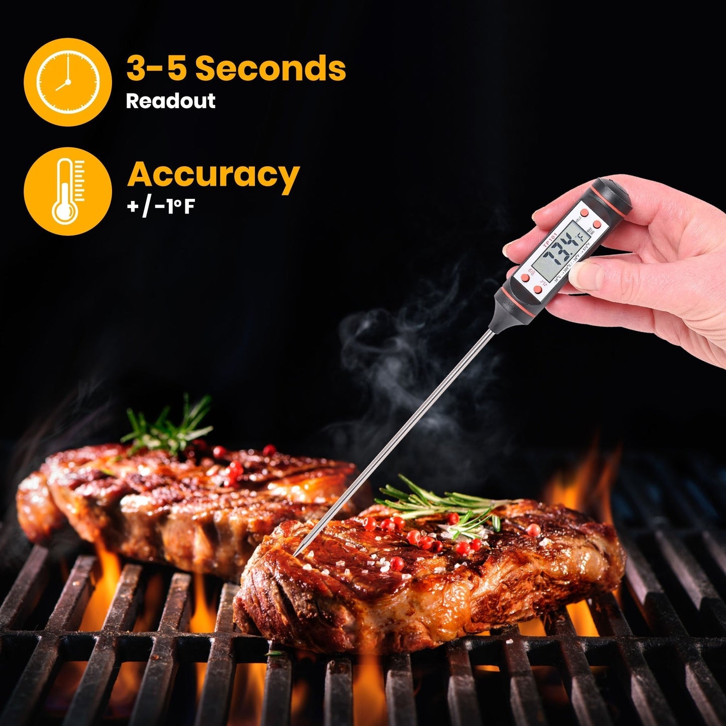 Cheer Collection Digital Meat Thermometer, Quick Read Cooking Thermometer for Grill BBQ Snoker and Kitchen