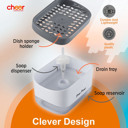 Cheer Collection Dish Soap Dispenser and Sponge Holder