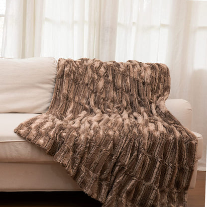 Cheer Collection Faux Fur Bamboo Design Throw Blanket