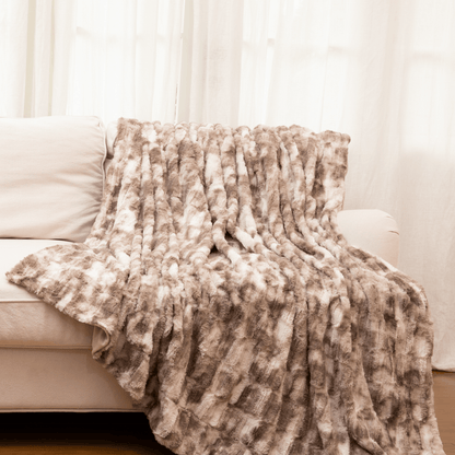 Cheer Collection Faux Fur Bamboo Design Throw Blanket