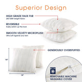 Cheer Collection Faux Fur Square Decorative Pillow 18x18 (Set of 2)