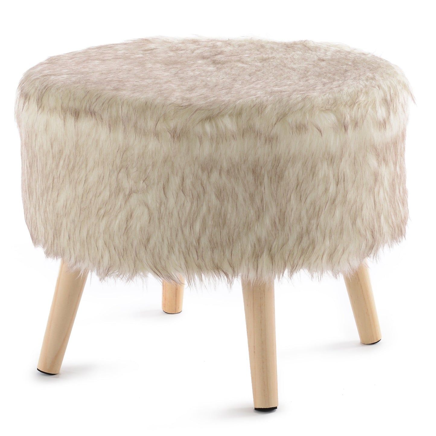 Cheer Collection Faux Fur Wood Leg Stool