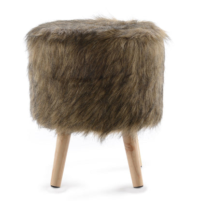 Cheer Collection Faux Fur Wood Leg Stool Brown - Square & Round