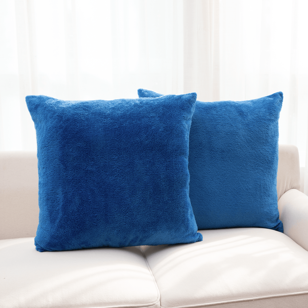 Cheer Collection Microsherpa Throw Pillow - Ultra Soft and Fluffy, Elegant Home Decor, Velvet Stylish Accent Pillows - 18" x 18" - Set of 2